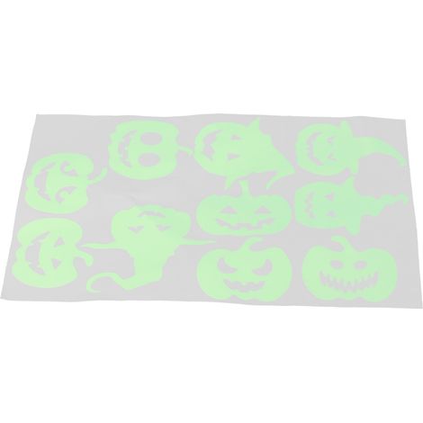 Sticker mural fluorescent d'Halloween, autocollant décoratif à motif citrouille sorcière (1/5)