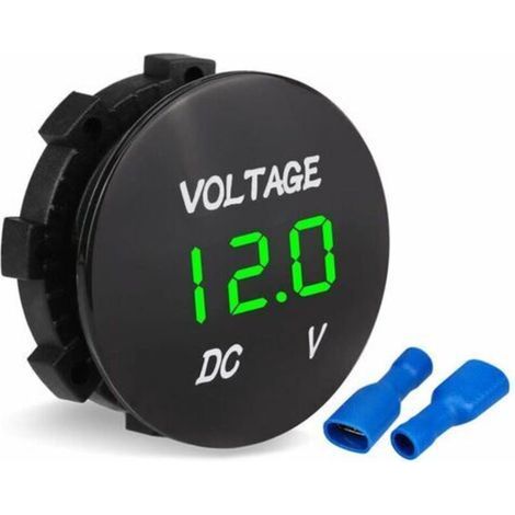 Voltmètre numérique LED DC 12 V-24 V pour voiture, moto, voiture, camion, bateau (lumière verte) (1/5)