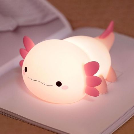 Axolotl-Nachtlicht für Kinder – Dimmbares Silikon-Nachtlicht in Tierform – Niedliche, wiederaufladbare, berührungsempfindliche Nachttischlampe
