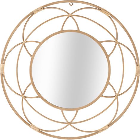 Specchio da parete cornice in rattan per salotti e camere da letto (1/4)