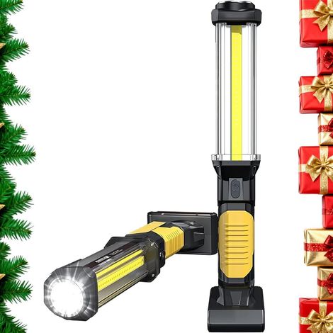 Lumière de travail rechargeable COB LED-magnétique Lumière de trouble mains libres avec crochet, IPX4 imperméable pour la réparation du garage