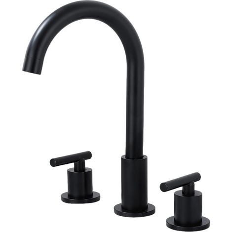 Robinet mitigeur de lavabo, design à double levier pour eau chaude et froide, idéal pour l'installation de lavabo de salle de bain (1/5)