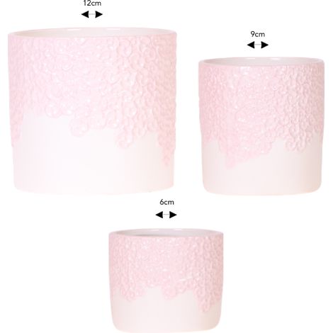 Lot de 3 Cache-pots Décoratifs Rose avec Relief pour Orchidées et Plantes - 6, 9 et 12 cm - PANGIVO (1/5)
