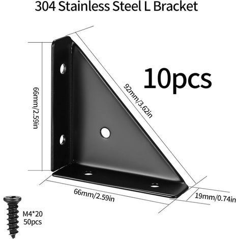 Lot de 10 Équerres d’Angle Métalliques pour Lit, Bureau et Meubles – Support Triangulaire Renforcé – Fixation Solide et Facile (1/3)