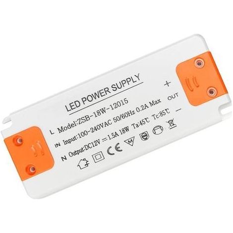 Transformateur 220V 12V - 230V Transformateur Led Driver, 18W 1.5A Alimentation Transfo 12V, Sans Bruit, Pour Lampes HalogèNes G4 Mr16 Gu5.3 (1/5)