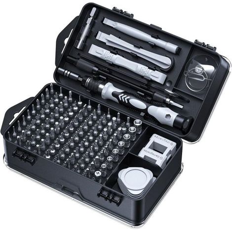 Jeu tournevis précision 115 en 1, mini kit outil réparation magnétique pro pour téléphone ordinateur montre portable lunettes (1/4)