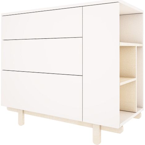 Wood Luck Romy - Cassettiera a 3 cassetti - Bianco