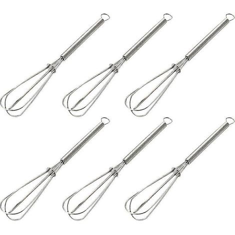 Lot de 6 mini fouets à œufs en acier inoxydable avec poignée à ressort, mixeurs et ustensiles de cuisine (1/3)
