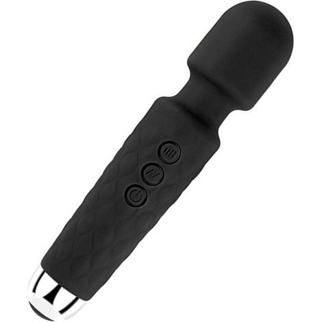 Masseur vibrant 20 fréquences, 8 vitesses, étanche, silencieux, rechargeable, baguette de massage vibrante pour femme, noir, taille L (1/5)