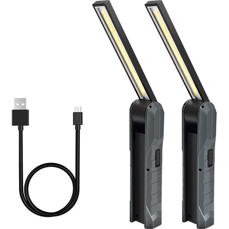 Linterna de trabajo LED recargable, 5 modos, linterna para mecánicos, linterna plegable con base magnética, luz de inspección para camping, reparación de automóviles, gris. (1/5)