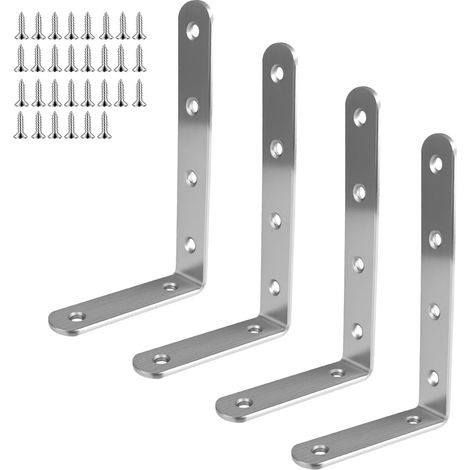 Stück Befestigungswinkel 125 mm x 75 mm, L-förmige Befestigungswinkel, mit 30 Schrauben, Regalwinkel, 90-Grad-Winkel aus Stahl zur Befestigung und Reparatur von Möbeln (Silber)