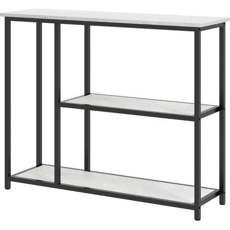 Konsolentisch im Industriestil. Zwei Ablagen. Marmoroptik. Schwarz-weiß. (1/5)