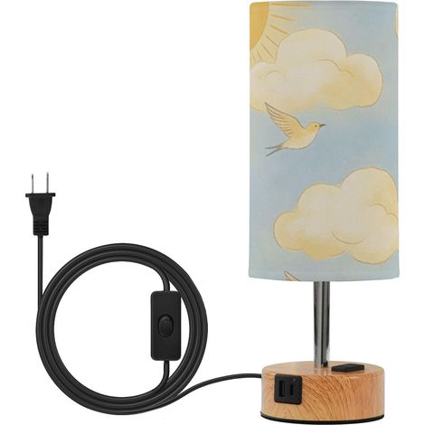 Yuiboo Lampe de table tactile bleu pastel avec abat-jour en (1/5)