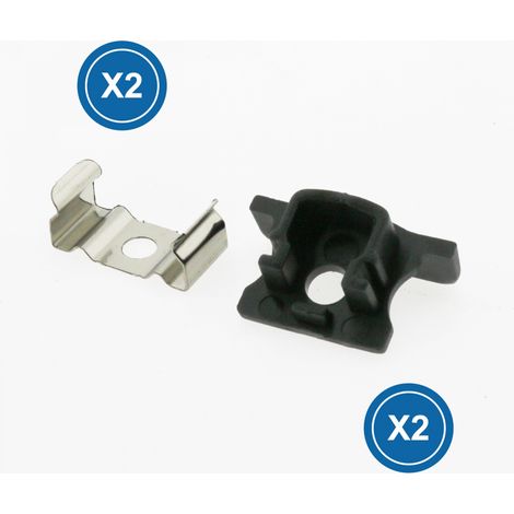Pack 2 Tapones y 2 grapas para Perfil  Negro   IluminaShop