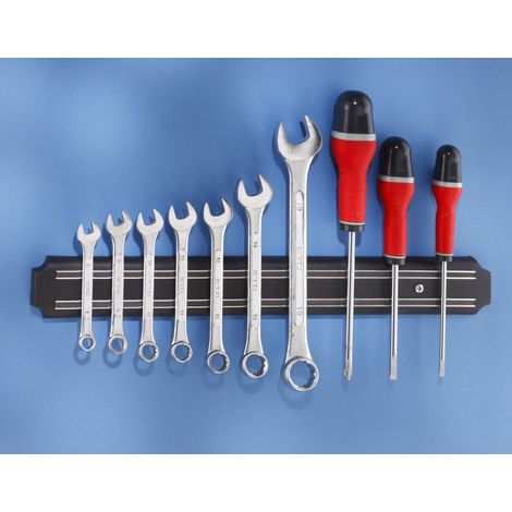 Mottez – Barrette porte outils magnétique 38cm – Barre de rangement pour outils lourds – Fixation rapide sur surfaces métalliques – Pour ateliers professionnels