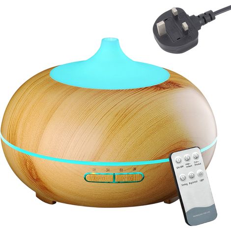 Diffuseur d'huiles essentielles à imitation bois, avec télécommande Bluetooth ultrasonique, pour la maison ou le bureau. Machine à oxygène pour l'eau. (1/5)