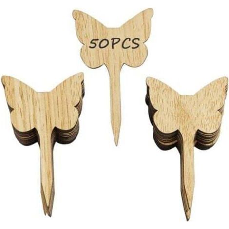 Étiquettes botaniques en bambou motif papillon – Lot de 50 étiquettes résistantes pour jardin, extérieur, serre et cour (1/5)