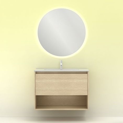 Conjunto mueble + lavabo NIWA - AMIZUVA Color: Roble arenado - Medidas: 60 cm (1/5)