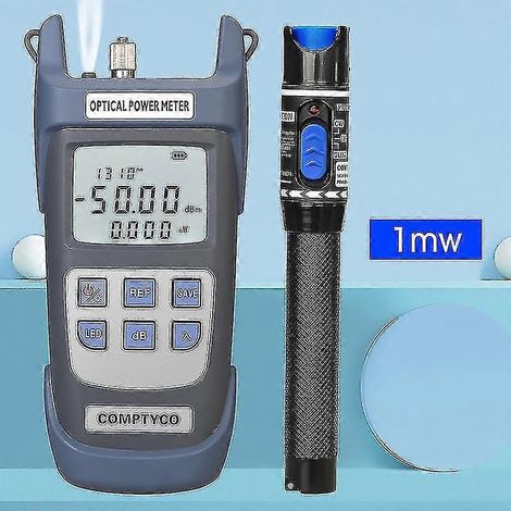 Kit d'outils fibre optique FTTH 2 en 1 : wattmètre fibre (-50 à +26 dBm), localisateur visuel de défauts, stylo de test fibre et 50 mW (1/10/30 mW).