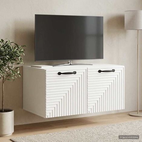 Wandmontierter TV-Schrank Hochglanz Weiß 59,5 x 41 x 30 cm (1/5)