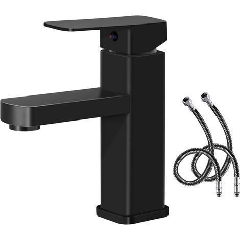 Robinet Salle Bain Eau Froide-Chaude Disponible Robinet Lavabo Surface le noir en Cuivre Durable Robinetterie Lave Mains Démontable Pratique pour Nettoyer ou Remplacer (1/5)