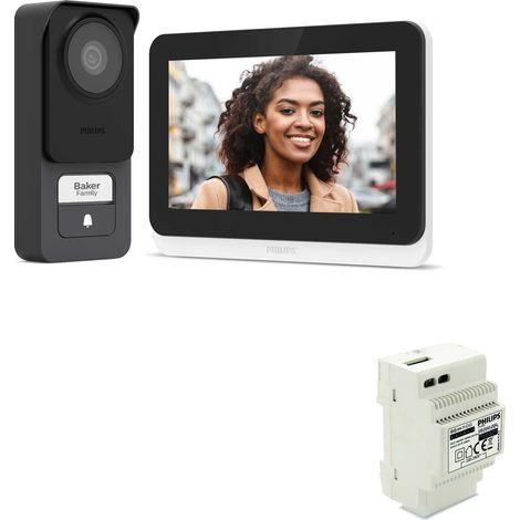 Philips – Visiophone filaire connecté 3K – Moniteur 7" tactile – Vision nocturne couleur – Platine de rue avec RFID – Transformateur inclus