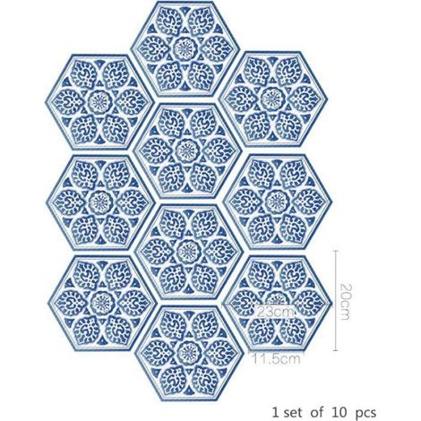 Autocollant Sol - Vinyle Antidérapant 0,45 mm - Pour Carrelage Cuisine Salle De Bain Salon - Lot De 10 Pièces 20 x 23 cm (1/5)