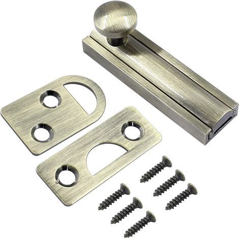 Lot de 1 boulon de surface en laiton massif de 5,1 cm, loquet coulissant en bronze, verrou de porte française robuste pour portes encastrées, portails affleurants (1/4)
