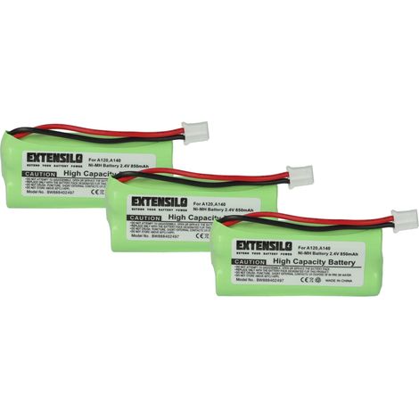EXTENSILO 3x Akku Ersatz für V30145-K1310-X383 für schnurlos Festnetz Telefon (850 mAh, 2,4 V, NiMH)