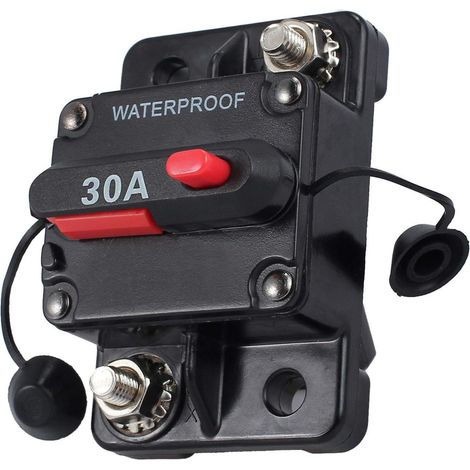 Disjoncteur automatique monobloc avec réinitialisation manuelle pour résistant à l'eau 30 A 12 V-24 V DC pour voiture, bateau, vélo, stéréo (1/2)