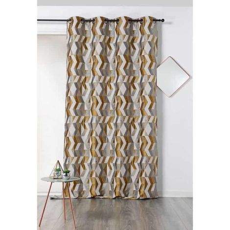 Rideau Zig Zag Coloré Jaune 135x240 cm (1/2)