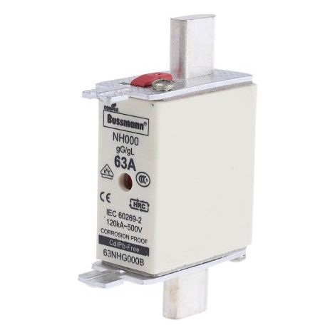 CARTOUCHE-FUSIBLE EATON NH FUSE 63A 500V GG/GL SIZE 000 63NHG000B TAILLE DU FUSIBLE: 0 63 A 500 V/AC 1 PC(S) (1/4)