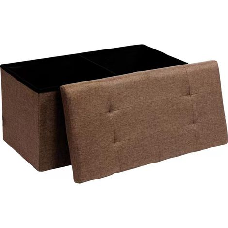 Cassapanca Pouf Contenitore Marrone Panca Sgabello Poggiapiedi Rivestimento Lino (1/5)
