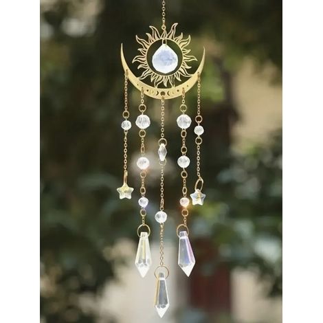Attrape-soleil - décoration de fenêtre - attrape-soleil - cristal - couleur or (1/2)