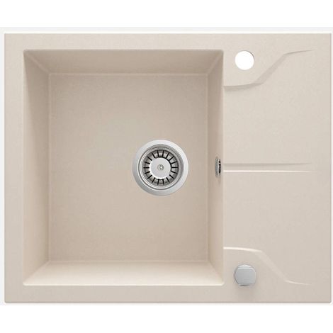Lavello cucina in granito con 1 vasca e gocciolatoio 59x49 cm beige - Nexyo