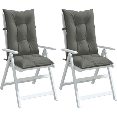 Cojines para silla respaldo alto 2 uds tela gris oscuro melange