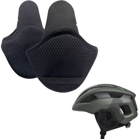 Cache-oreilles de cyclisme, cache-oreilles coupe-vent pour casque de vélo, cache-oreilles chauds amovibles à clipser pour hommes et femmes, convient à la plupart des casques (noir) (1/4)