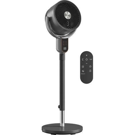 HOMCOM Ventilatore a Piantana con Telecomando e Timer 12H, 8 Velocità, Grigio