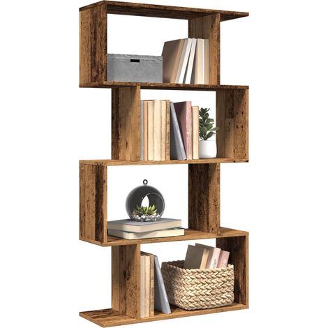 Raumteiler-Bücherregal 4 Böden Altholz-Optik 70x24x129 cm