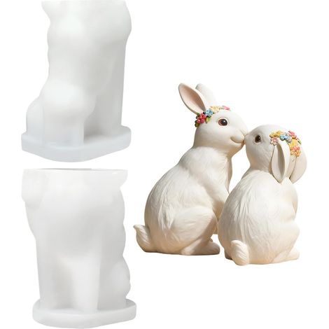 Moules À Savon 3D Eater Décor Mignon Maison,2 Pièces Moules à Bougie en Forme de Lapin Pour Pâte À Sucre Et Argile Pour Salon Chambre Bureau Fête Anniversaire (1/5)