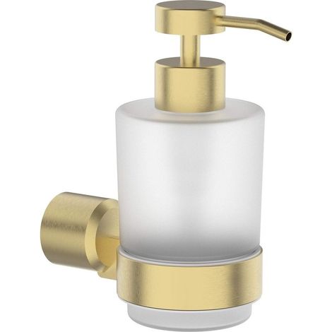 Dispenser per sapone montaggio a parete oro spazzolato in acciaio - Stapol