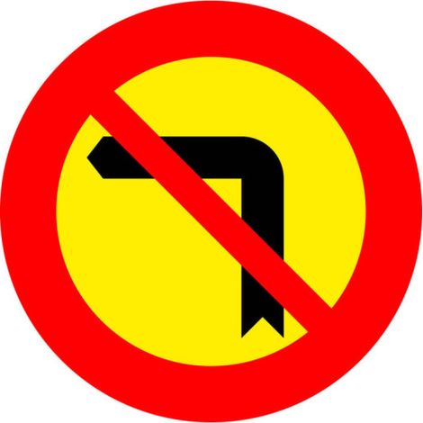 Señal de obra giro a la izquierda prohibido en acero galvanizado SEKURECO                                                          60 cm (1/3)