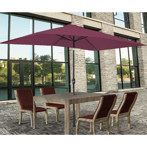 Greenbay 2x3m Garden Parasol Umbrella Patio Outdoor Sun Shade Aluminium Crank Tilt Mechanism Wine (1/5)