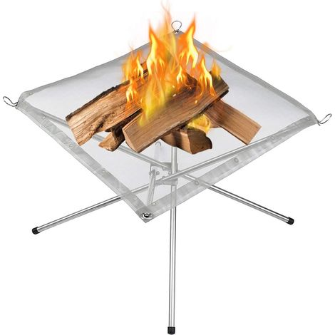 Brasero d'extérieur portable — Foyer à bois pliable, grille de cuisson pour camping, chauffage au charbon et poêle à feu de camp (1/4)