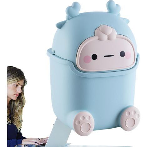 Desktop Wastebasket Cartoon Desktop Wastebasket with Lid (1/5)