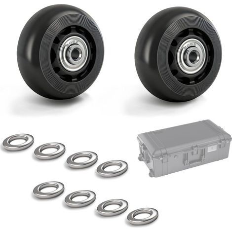 Lot de 2 roulettes de rechange pour valise Peli Air 1615/1595/1535 avec roulements à billes 608Z pour un roulement silencieux et léger, robustes, pour les voyages, le quotidien (1/5)