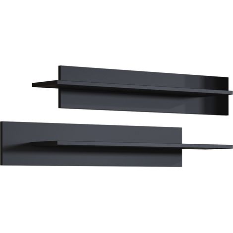 Set de 2 Estantes de Pared  Estanterías Murales  Suspendidos  Colgantes  Largo 100 cm  100x20x20cm  Modelo Luke  Negro Acabado en Mate
