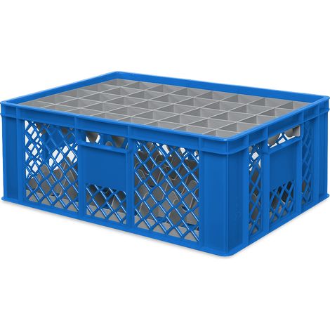 BRB Boîte de rangement pour verres 600x400 mm pour 15, 24, 33 ou 40 verres, colorée (Bleu, pour 40 verres Ø 67 mm, hauteur maximale du verre 205 mm)