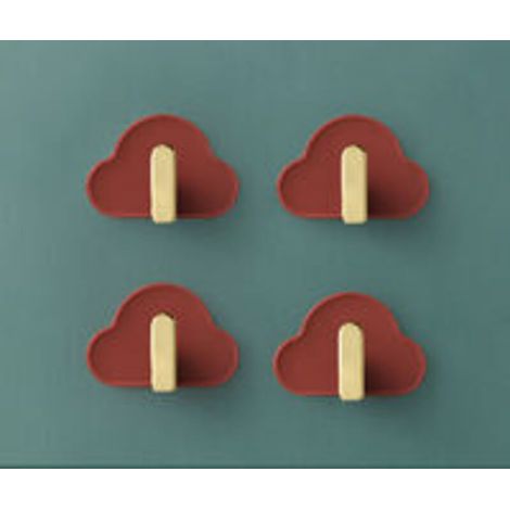 (rouge) 4 crochets en forme de nuage en forme de L, fixation invisible sur panneau perforé