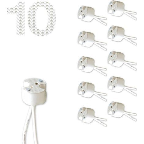 Packung mit 10 MR16-Fassungen für LED- und Halogenlampen, Mini-Doppelstift, GU5.3, G4, GU6.35, GY6.35, GX5.3, GZ4. Keramiksockel-Drahtverbinder für MR11- und MR16-Beleuchtung. (1/5)